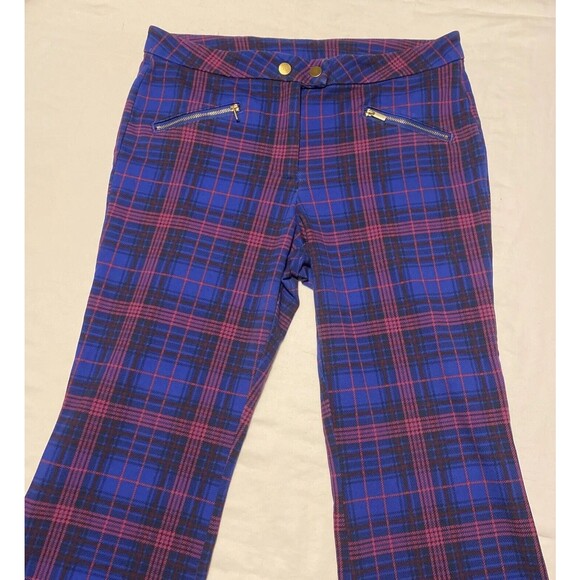 Womens Time and Tru Ponte Capri Pants Blue Plaid Size 14 ( No Pockets ) 34x24 - Picture 15 of 16